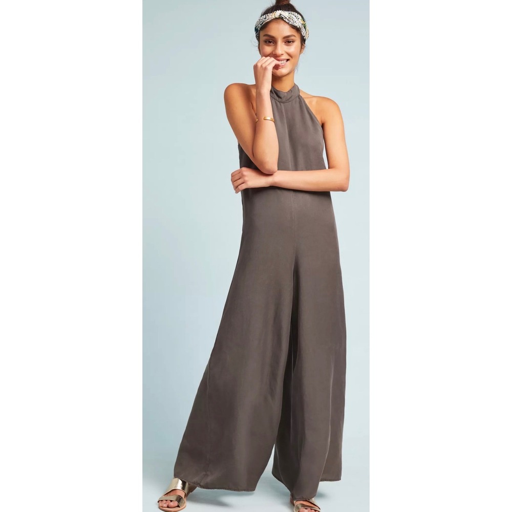 Anthropologie Cloth & Stone Marfa Jumpsuit Womens Wide Leg Mocha Size XS